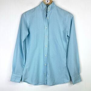 RJ Classics Olympic Equestrian Show Shirt Womens SZ 32 Blue Plaid Classic Cool